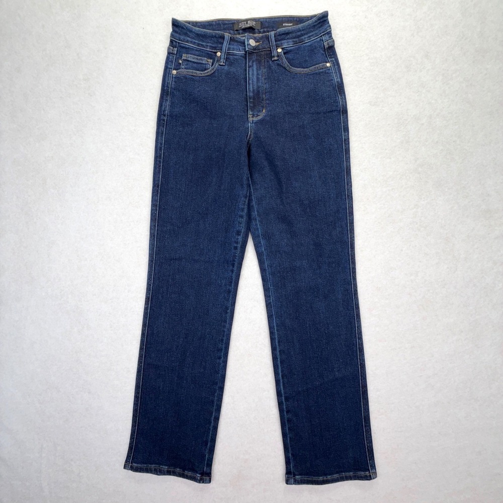 Judy‎ Blue Straight Leg Jeans Womens 7/28 Dark Wash High Rise Stretch Rivts